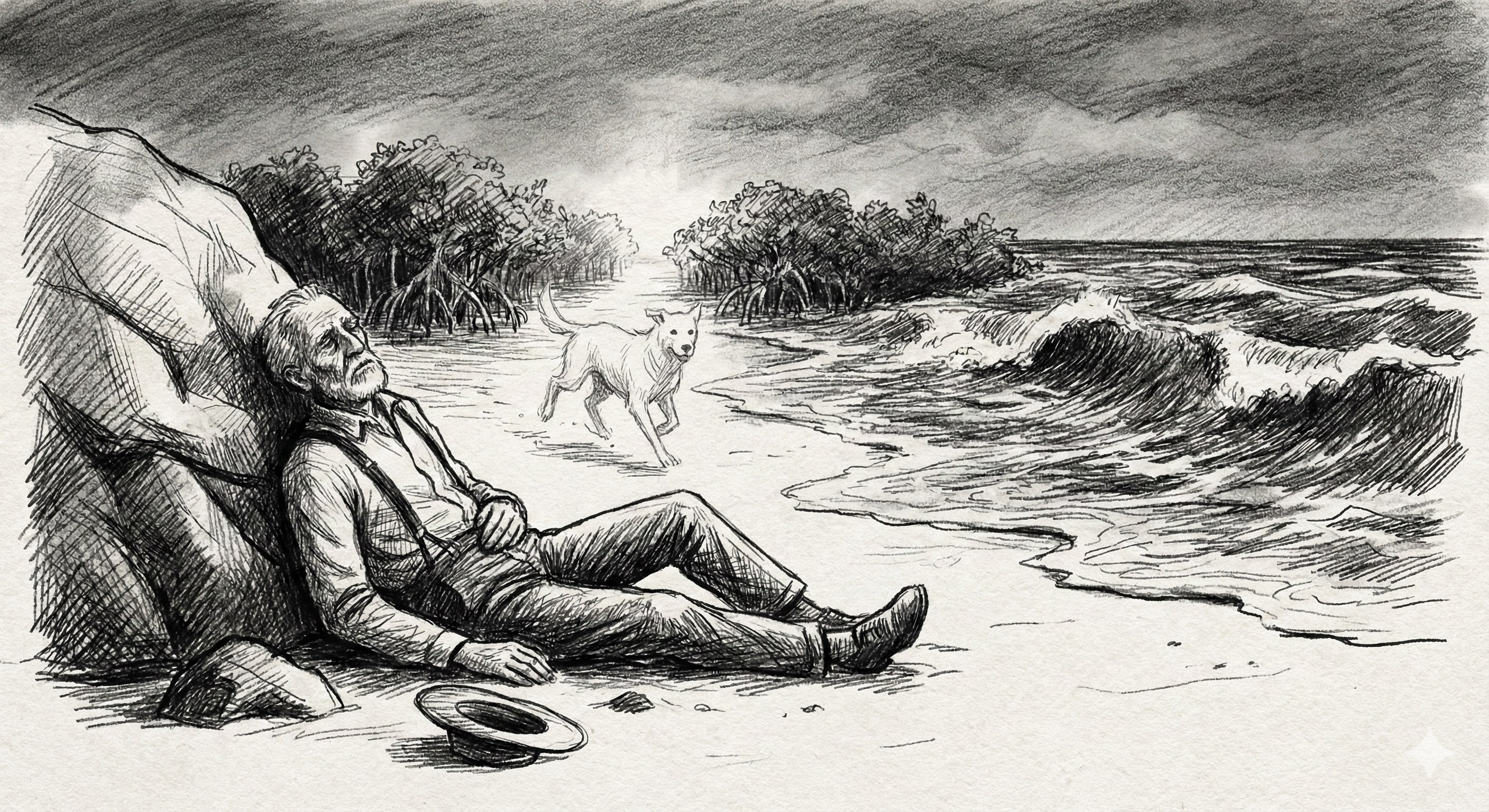 Vecchio sulla spiaggia