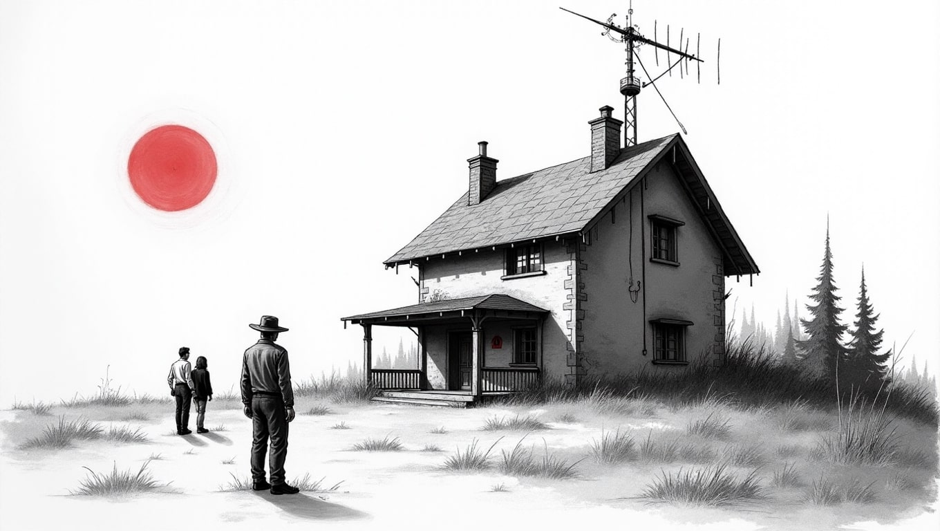 A house with a large antenna