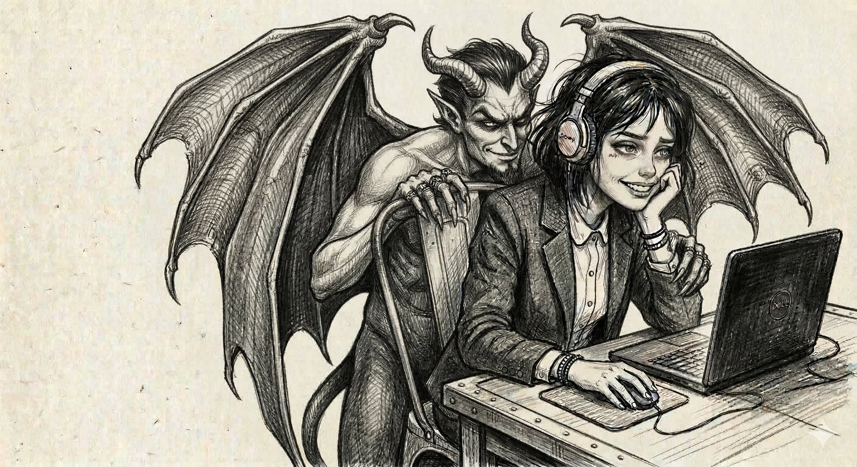 A girl with a devilish smile